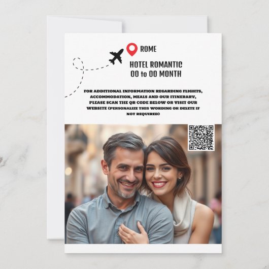 ローマ行き先の結婚式の日付を保存モダン セーブザデート (裏面)