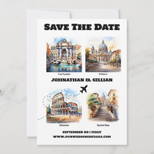 ローマ行き先の結婚式観光客のアトラクション写真 セーブザデート (正面)