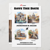 ローマ行き先の結婚式観光客のアトラクション写真 セーブザデート (正面/裏面)