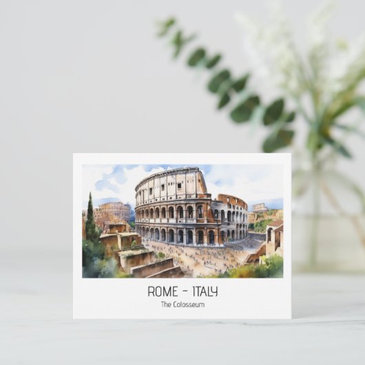 ローマ観光客アトラクション水カラーコロシアム ポストカード (スタンド正面)