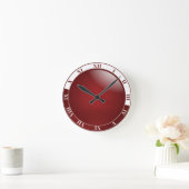 ローマ赤と白数字（濃） ラウンド壁時計 (ホーム)