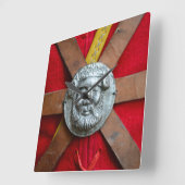ローマ軍人のユニフォーム木星神メダリオンメタル スクエア壁時計 (傾斜)