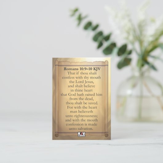 ローマ10:9-10 KJVカード 名刺 (スタンド正面)