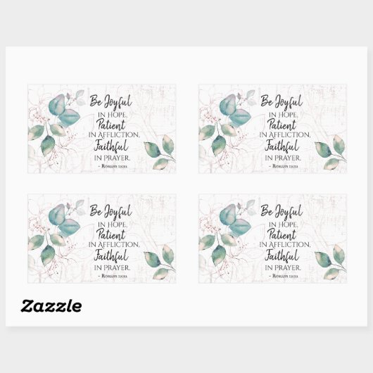 ローマ12:12希望に喜び、祈りの言葉に忠実 長方形シール (シート)