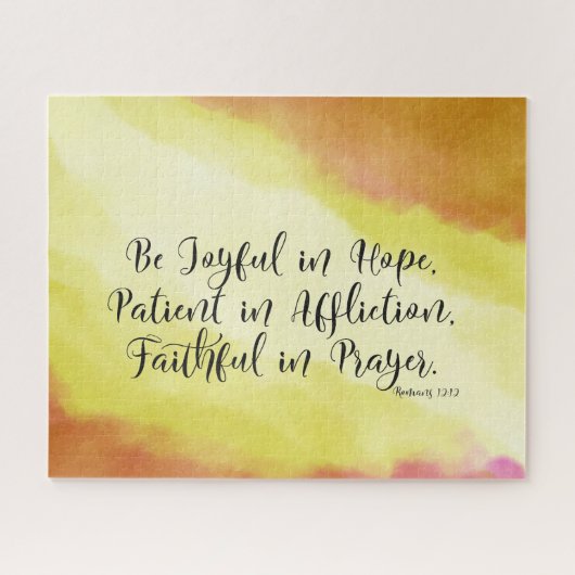 ローマ12:12希望の中で喜びなさいキリスト教の聖書 ジグソーパズル (横)