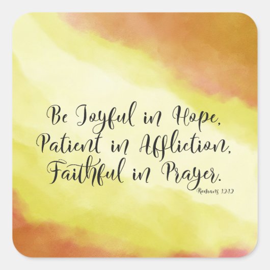 ローマ12:12希望の中で喜びなさいキリスト教の聖書 スクエアシール (正面)