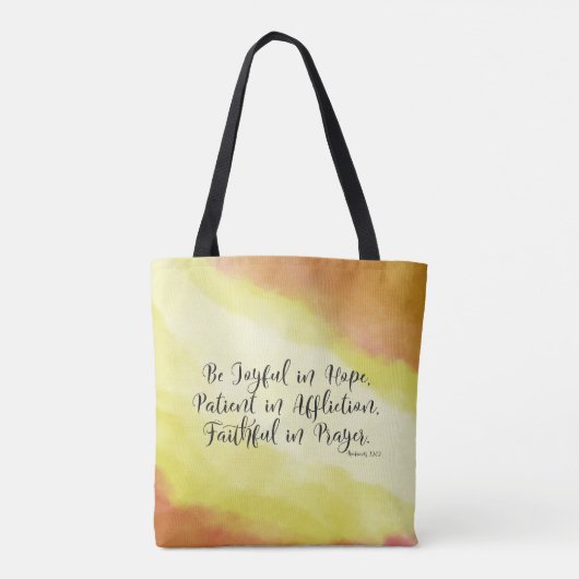 ローマ12:12希望の中で喜びなさいキリスト教の聖書 トートバッグ (裏面)