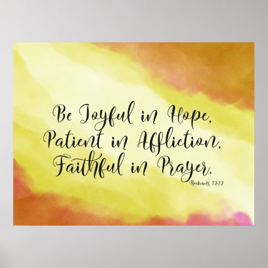 ローマ12:12希望の中で喜びなさいキリスト教の聖書 ポスター (正面)