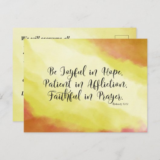 ローマ12:12希望の中で喜びなさいキリスト教の聖書 ポストカード (正面/裏面)
