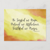 ローマ12:12希望の中で喜びなさいキリスト教の聖書 ポストカード (正面)