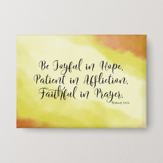 ローマ12:12希望の中で喜びなさいキリスト教の聖書 缶バッジ (正面)