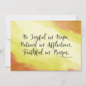 ローマ12:12希望の中で喜ぶキリスト教の聖書カード (正面)