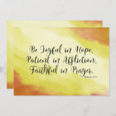 ローマ12:12希望の中で喜ぶキリスト教の聖書カード (正面/裏面)