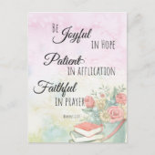 ローマ12:12希望の聖書の聖句に喜びあれ ポストカード (正面)