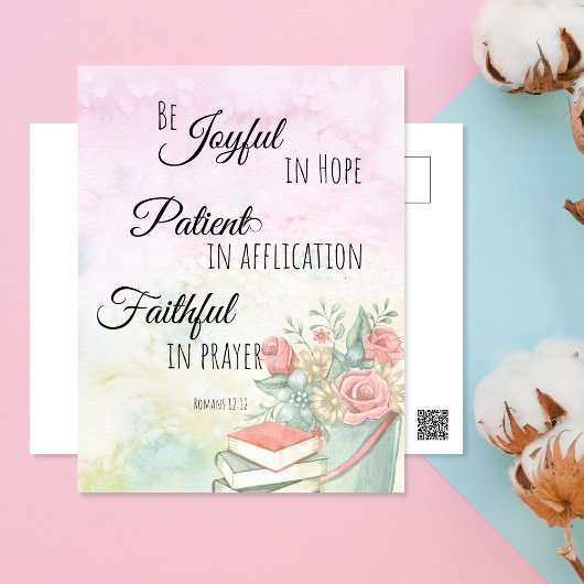 ローマ12:12希望の聖書の聖句に喜びあれ ポストカード