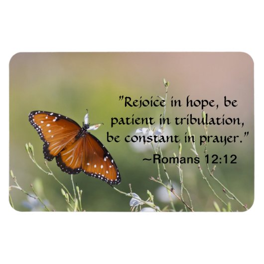 ローマ12:12蝶 マグネット (横)