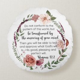 ローマ12:2パターンフローラに従うな ラウンドクッション