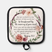 ローマ12:2パターンフローラに従うな 鍋敷き (正面)