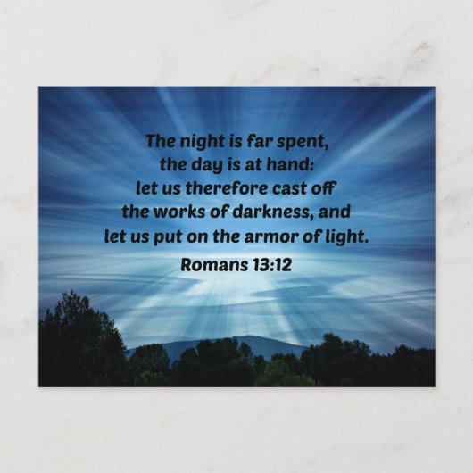ローマ13:12夜は過ぎ去り、昼は過ぎ去る ポストカード (正面)