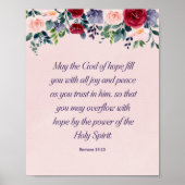ローマ15:13キリスト教聖書聖句フローラ芸術 ポスター (正面)