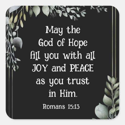 ローマ15:13希望の神キリスト教の聖書聖句 スクエアシール (正面)