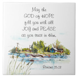 ローマ15:13希望の神キリスト教の聖書聖句 タイル