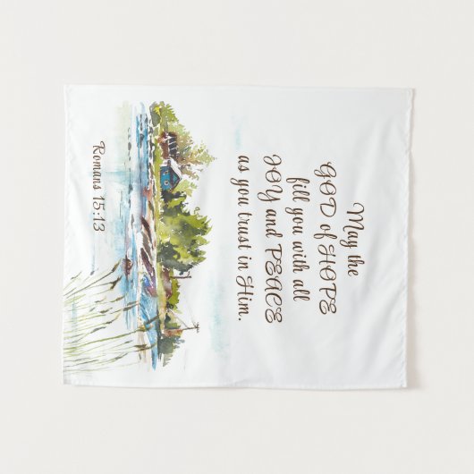 ローマ15:13希望の神キリスト教の聖書聖句 タペストリー (正面(横))