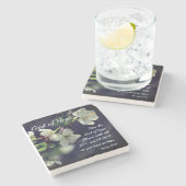 ローマ15:13希望の神ホワイトフラワー ストーンコースター (横)