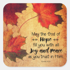 ローマ15:13希望の神紅葉 スクエアシール