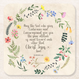 ローマ15:5聖書の聖句のイメージ スクエアペーパーコースター