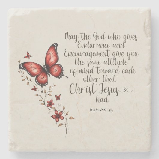 ローマ15:5聖書の聖句のイメージ ストーンコースター (正面)