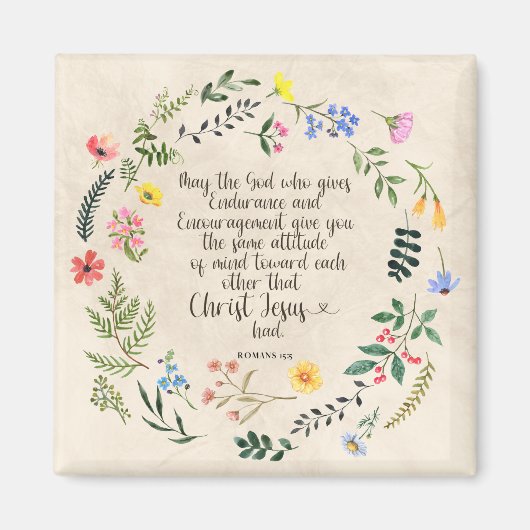 ローマ15:5聖書の聖句のイメージ マグネット (正面)