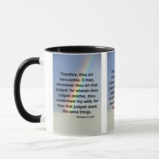 ローマ2:1 KJV聖書の詩Pic 2-Tone Mug マグカップ (左)