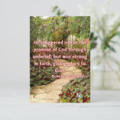 ローマ4:20 KJVバイブル聖句Pic Flat Greeting Card カード (スタンド正面)