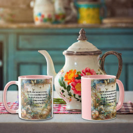 ローマ5:10聖なる書物、 経典エレガントピンク金ゴールドフローラ マグカップ