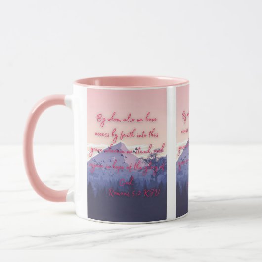 ローマ5:2 KJV聖書の詩Pic 2-Tone Mug マグカップ (左)