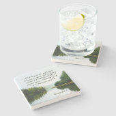 ローマ5:3-4苦しむ湖の木々に栄光を ストーンコースター (横)