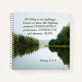 ローマ5:3-4苦しむ湖の木々に栄光を ノートブック
