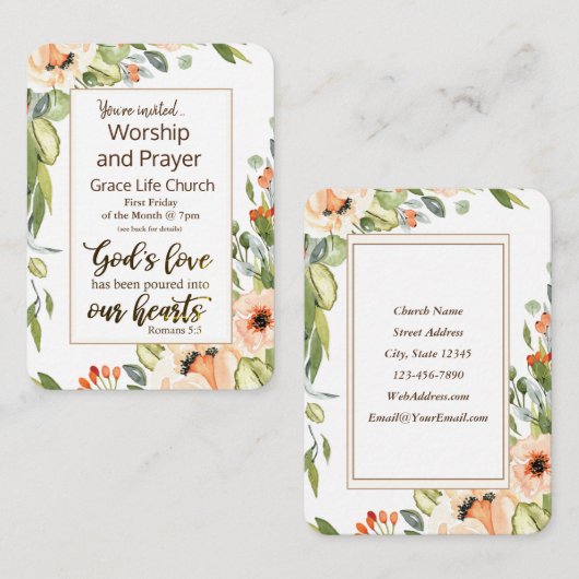 ローマ5:5神の愛の教会イベントフライヤーフローラ 名刺 (正面/裏面)