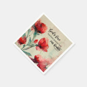 ローマ5:5神の愛バイブル聖句レッドピンクの花 スタンダードカクテルナプキン (角)
