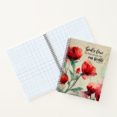 ローマ5:5神の愛バイブル聖句レッドピンクの花 ノートブック (内部)