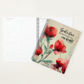 ローマ5:5神の愛バイブル聖句レッドピンクの花 プランナー手帳 (ディスプレー)