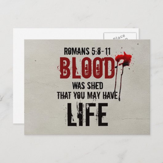 ローマ5:8-11あなたのために血が流された ポストカード (正面/裏面)