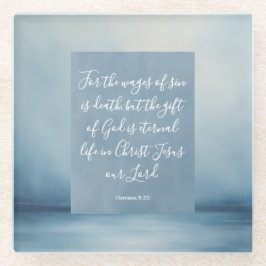 ローマ6:23カスタマイズ可能な聖書の詩 ガラスコースター