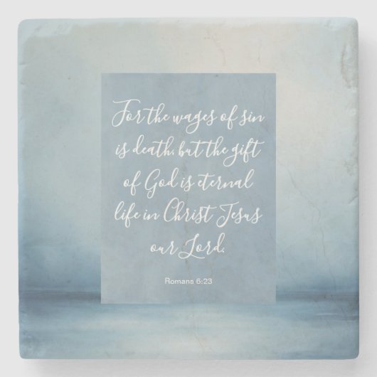 ローマ6:23カスタマイズ可能な聖書の詩 ストーンコースター (正面)