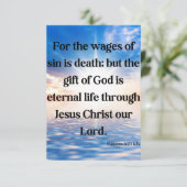 ローマ6:23聖書の詩の写真グリーティングカード カード (スタンド正面)