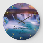 ローマ6:23金ゴールドキリスト教祈りの言葉 ラージ壁時計 (正面)