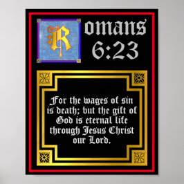 ローマ6 23金ゴールド照光文字バイブル引用文 ポスター