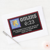 ローマ6:23金ゴールド照光文字聖句 長方形シール (封筒)
