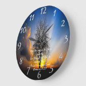 ローマ6:23青い空の野原の木 ラージ壁時計 (傾斜)